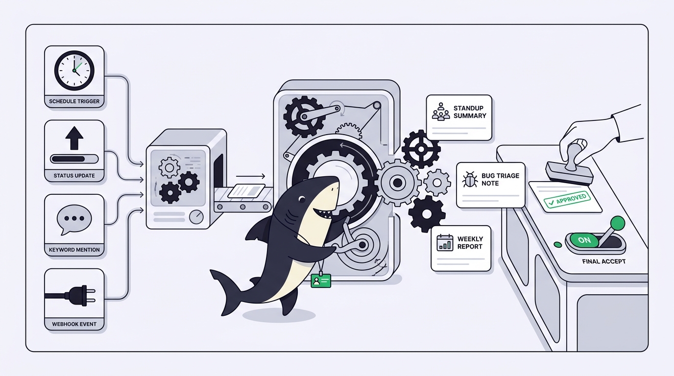 Automations in Sharkly: Standups, Bug Triage, and Reports That Run Themselves